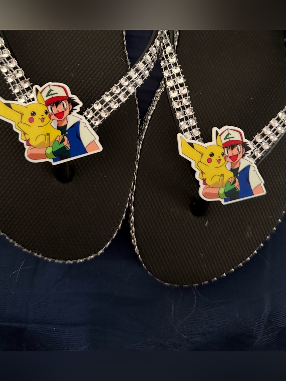 Black Pikachu & Ash Flip Flop Sandals